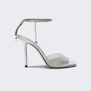 Jimmy Choo Saeda Sandal Silver and Crystal